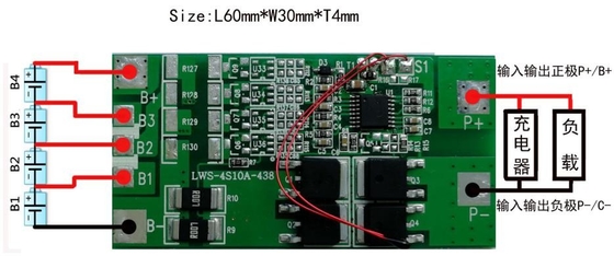 بطارية ليثيوم قابلة للشحن BMS 3.2v 4s 10a 12.8v لوحة دوائر الحماية