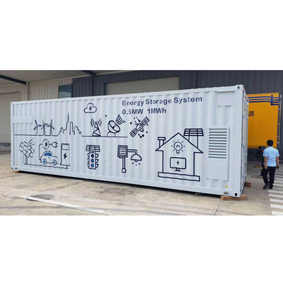 0.5MW On Grid Off Grid Solar System 1MWH ESS Container Lifepo4 IP65 في الهواء الطلق